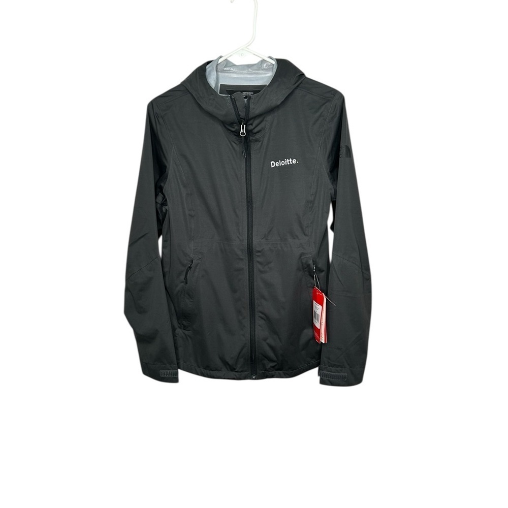 New North Face Deloitte Black Hooded Windbreaker Jacket medium